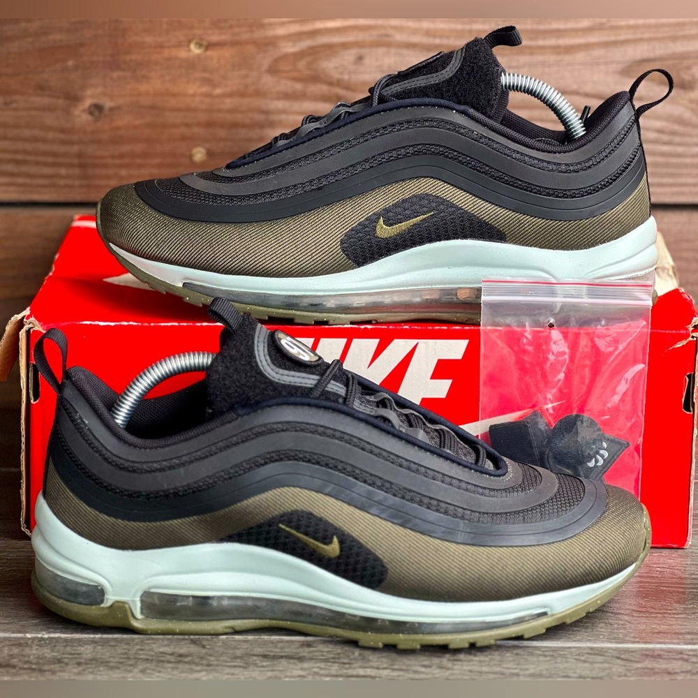 Size 8 Mens Nike Air Max 97 Ultra '17 HAL Black Olive Sneakers AH9945-001